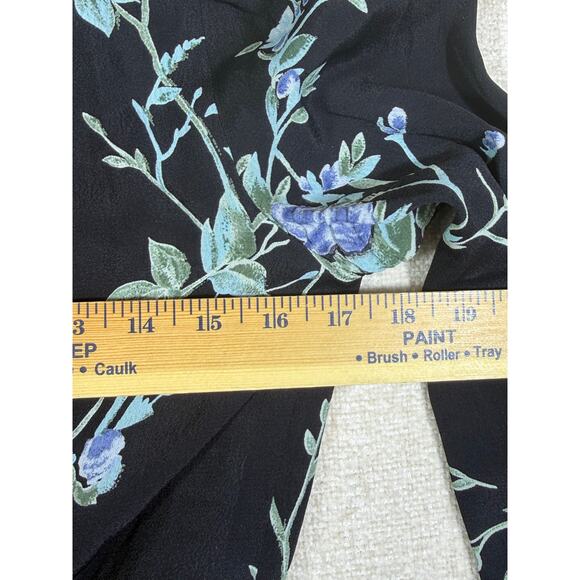 Reformation Women Medium Black Floral Print Long Sleeve Wrap Style Blouse Chic - Picture 4 of 8